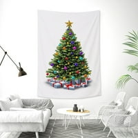 Sretan datum pravokutnog božićnog francuskog baršunaste tapiserije, božićno drvce tapiserija Nordic