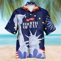 Luiyenes Patriotske majice za muškarce pune rešetke 4. jula modna casual workout t