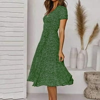 Mishuowi Solice zelene haljine za žene Žene Ležerne haljine Ljetna haljina V izrez Solid Boja Polka