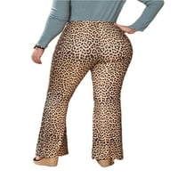 Žene duge hlače elastične struke plus veličina rudanja pantalona za vezanje nogavice pantalone za trenerke mekano dno Leopard print 4xl