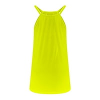 Finelylove Woman Polufalne haljine Djevojke Ljetne haljine Crew Crt SOLIST košulje bez rukava žuti s