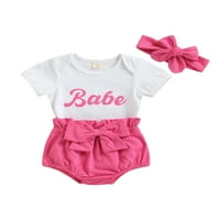 Kiapeise Newborn Baby Girl Ljetna odjeća Babe Ispis kratkih rukava kratkih rukava i elastičnih kratkih
