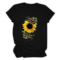Wofeydo T majice za žene, suncokretove košulje za žene Slatka maslačka grafika Thirt Ljeto Žene kratkih