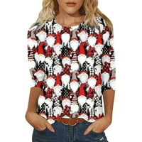 Košulje s dugim rukavima za žene božićne plairane stabli majice casual pismo Ispis dugih rukava majica smiješnih pulover grafičkih tina