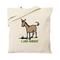 Cafepress - Volim konje slatka torba - prirodna platna torba, Torba za platno