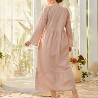 Fonwoon ženske haljine casual maxi haljina plus veličina puna haljina okrugla ovratnik dugih rukava