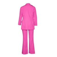 Plus veličina zazor dugih rukava, ženske hlače s dugim rukavima, elegantno poslovno odijelo postavlja dvodijelno odijelo vruće ružičaste 4