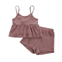 TODDLER Baby Girl Outfit Dječji proljetni ljetni pamuk SOLID bez rukava kratke hlače odijelo odijelo 2- godine