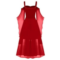 Clearsance Ljetne haljine za žene Maxi rukava moda A-line solidne haljeve haljine crvene 4xl
