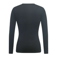 Ženske modne bluze Košulje jesen zima Zima Čvrsta boja Carlu Casual T-dugih rukava plus veličine Žene crne l