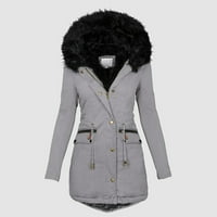 Outfmvch duksevi za žene plus veličina zimska jakna ovratniku Vintage zgušnjana jakna toplo s kapuljačom