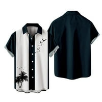 Pyju muški kratki rukovi Havajski majice Palm Drvees Print majice Ljetna casual tropska plaža Rever džepni vrhovi