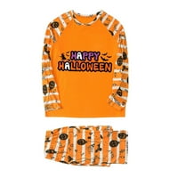 Lovskoo Porodična pidžama Podudarni setovi za muškarce Halloween roditelj-dečji ležerni otisnuti dugih rukava sa hlačama odijelo nose tatu naranču