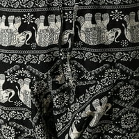 Caveitl muški duksevi, muškarci casual moda čipkasti tisak srednji struk cvjetari hlače crnokim pantalonama crna