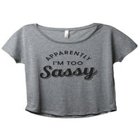 Očigledno previše sam sassy ženska moda Slouchy Dolman majica Tee Heather Siva mala