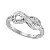 Ženska solidna 10kt bijela zlatna kruga baguette Diamond Infinity prsten CTTW Ring veličine 7