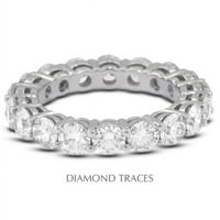 Dijamantni tragovi 14k bijelo zlato 4-prong postavke- 3. Carat Ukupno prirodni dijamanti Košari za vječnost