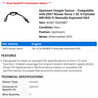 Upstreamno senzor kisika - Kompatibilan je s Nissan Versa 1.8L 4-cilindričnim MR18DE FI prirodno aspirirani