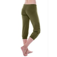 Ganfancp Gym vježbanje hlače za žene za žene vježbanje gamaše Stretch tipka za struk joga hlače s džepovima Fit za teretanu vojska zelena xl # dnevna ponuda