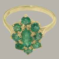 Britanci napravili 18k žuti zlatni prirodni smaragdni ženski Obećani prsten - Opcije veličine - Veličina 6