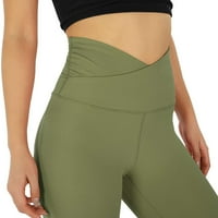 Wendunide ženske hlače ženske križne struk joge gamaše sa unutrašnjim džepom vježbanje trčanja hlače zeleno xl