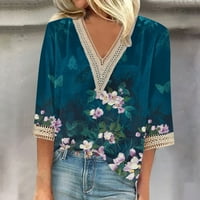 Ženski rukav i bluze i bluze V-izrez Print casual proljeće ljeto Ženska pogranična dukserica na klirensu