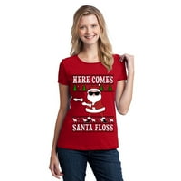 & B Evo dolazi Santa Floss Ružan božićni džemper Ženska majica, 2xl, crvena
