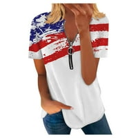 Taqqpue Outfits za žene Američka zastava Košulje Neovisnosti Ležerna Seksi ljetna Okrugla majica za