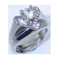 Delikatno žensko modno srebrno bijeli safir dijamantni prsten za engagemen
