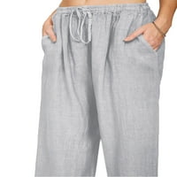 Prednjeg swalk Ženske gamaše Jednobojno dno crtačke joge hlače trčanje labavih džepova džepova pantalone sive s