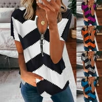 Žene Ljetni geometrijski print V izrez Kratki rukav Ležerne košulje pulover