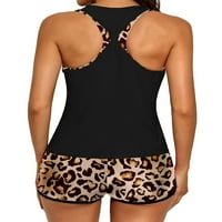 Hait Ladies kupaći kostimi Camisole Tri kupaći kostim Nizovi bez rukava Surfanje odjeće uz more 3-komadni plinovi + kratke hlače Leopard Print 2xl