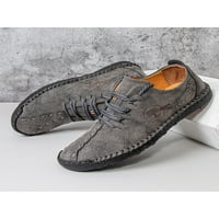 Prednji protok Muška stana Kožne nalažene nalozi Drži casual cipele hodanje vintage poslovne cipele muške čipke gore sive 7,5