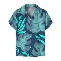 Fsqjgq Muške ljetne tropske košulje s kratkim rukavima s tiskanim havajskim majicama za odmor plave