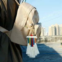 Početna Dekor Handwven Tassel Key Chain Chorl Bagh + Halging Pamuk Knitting Rainbow Crochet Bag