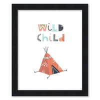 Uokvirena rasadnik Wall Little Explorer Wild Child Poster u crnom drvenom okviru za dječju spavaću sobu