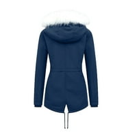 Kapuljača s dugim rukavima Čvrsta topla žena zimska jakna za klirens tamno plave veličine s
