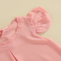 Peyakidsaa 1-5t Dječje djevojke Ljetna odjeća Fly rukave majica + cvjetna mini suknja Set outfit