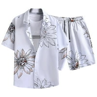 Muške ljetne havajske odjeće s kratkim rukavima na majicama i kratkim kratkim hlačama Postavite casual