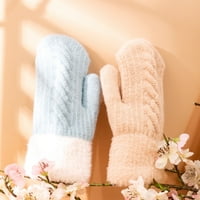 Wirlsweal par Ženske rukavice Kontrastni boja pletene ugodne plišane vanjske zimske mittene dodatke