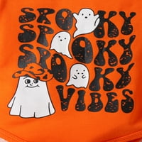 Lamuusaa Baby Halloween Outfits Set za djevojke, Fall dugi rukav Rompers bundeve lubanje Ghost Print Flare Hlače odjeća