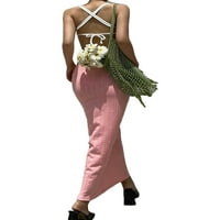 Amiliee ženske bez leđa izdužene čvrste kaiševe u boji Slim Fit Bodycon haljina
