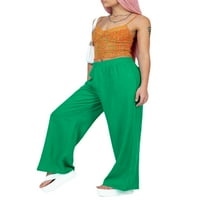 Meihuida žene visoke oblike labave pantalone casual elastične čvrste bojetraight posteljine plus veličine