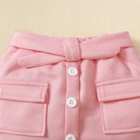 Slatka modna odjeća set za djevojčice za djecu za bebe Odjeća dugačak mjehurić rukav s rebrastim solidnim džemper vrhom bluza patchwork suknja odjeća za 12 mjeseci