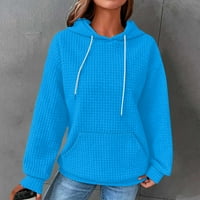Apepal ženska modna ležerna pulover sa dugim rukavima s dugim rukavima na dugim rukavima gornji plavi