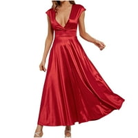 Večernja haljine za žene Ležerne prilike Elegantne čvrste boje dubokog V rect Cap rukava Flowy Swing