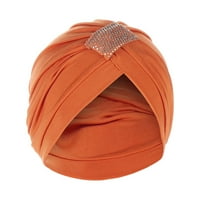 Simplmasygeni kape za žene čišćenje Žene Solidni Rhinestone Indija Musliman ruffle Chemo Hat Headwear