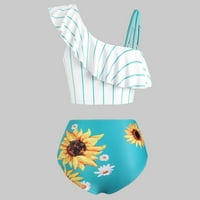Push-up podstavljeni ženski bikini kupaći kostim suncokret print plus veličine prekrivenih kupaćih kostimi