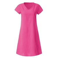 Ljetne haljine Viikei Plus veličine za žene Ženska modna pamučna i posteljina CrewNeck Losirana mini