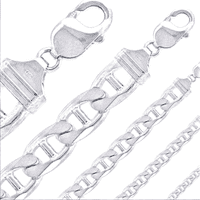 Ogrlica za muškarce Žene Djeca Pravi čvrsti čvrsti sterlijski srebrni italijanski mariner dijamantski lanac plata Plata